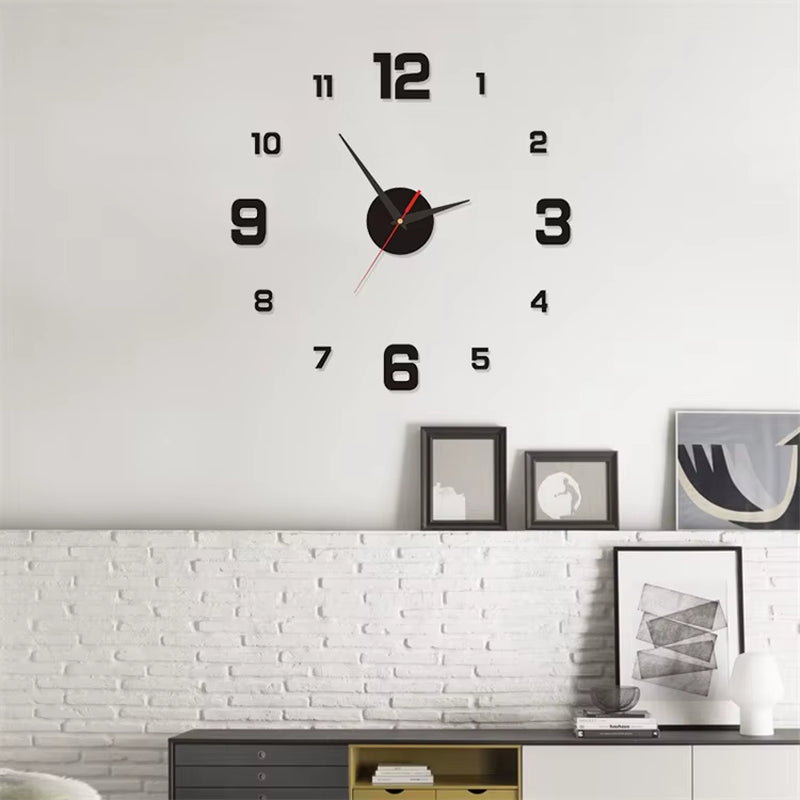 3D Creative Frameless DIY Wall Hanging Clock Wall Stickers Home Mute Digital Clock Living Room Office Wall Decoration