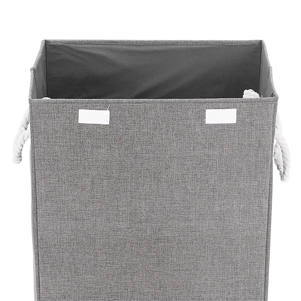 Linen Foldable Laundry Basket Clothes Storage Bag with Lid