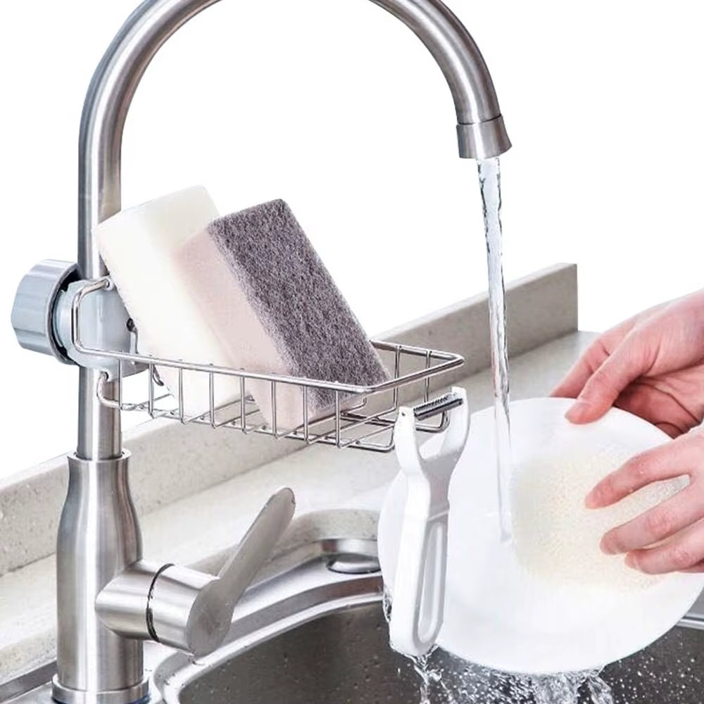 Home Kitchen & Bathroom Faucet Sink Sponge Hanging Tap Storage Holder Drain Rack