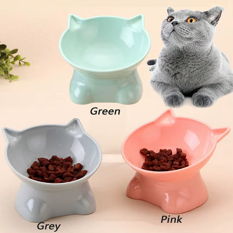 Hot-Selling Nordic Style Pet Bowl Cervical Vertebra Protection Cat Bowl Anti-Tip Plastic Inclined Mouth Cat Bowl Pet Supplies