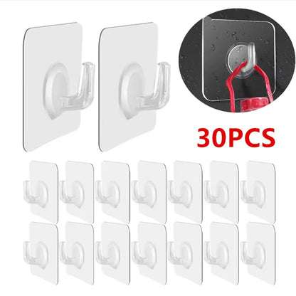 30Pcs Strong Adhesive Hook Seamless Photo Frame Hanger Hook Waterproof Kitchen Bathroom Accessories Multifunctional Storage Hook