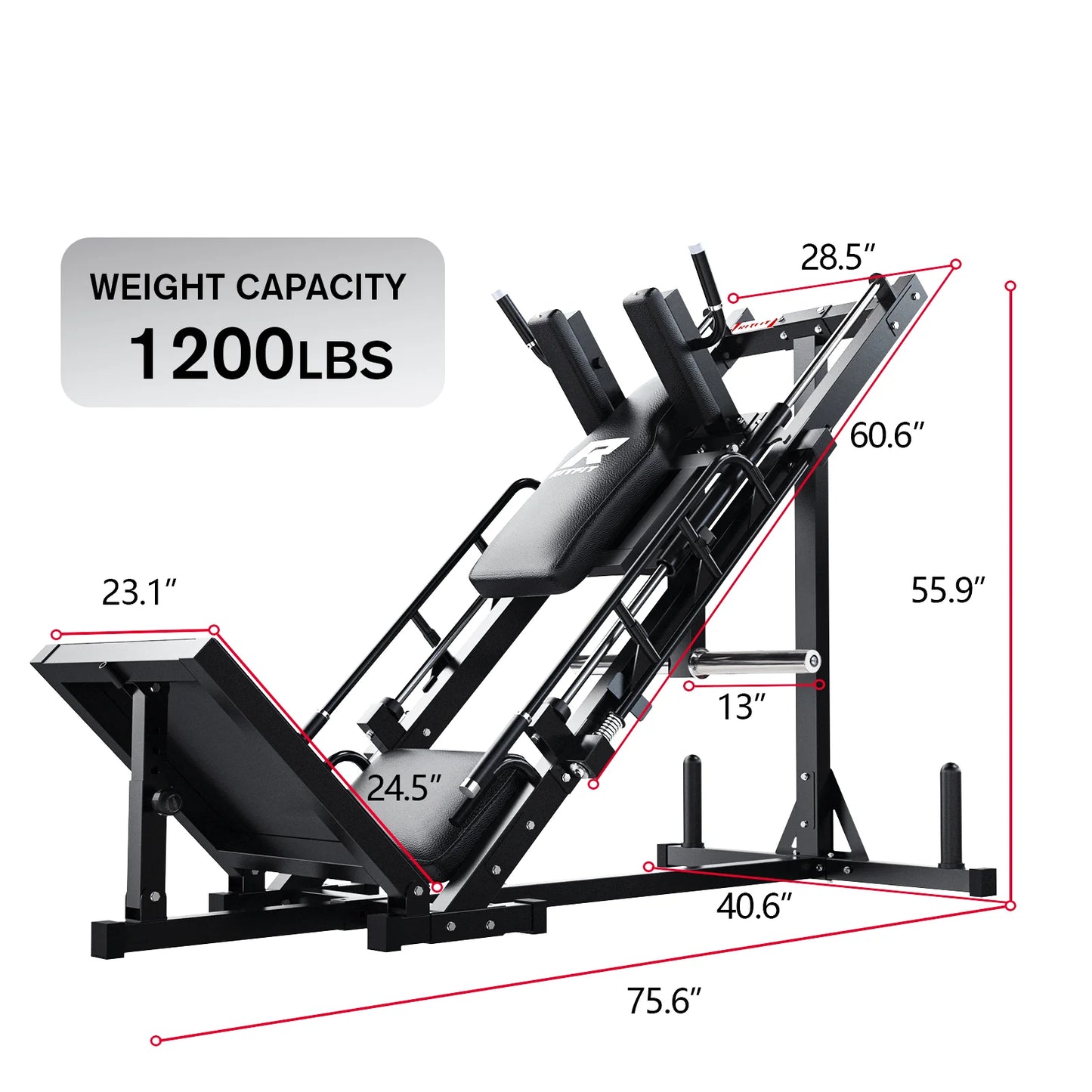 BLP01 45 Degree 3-In-1 Leg Press Hack Squat and Calf Raise Machine