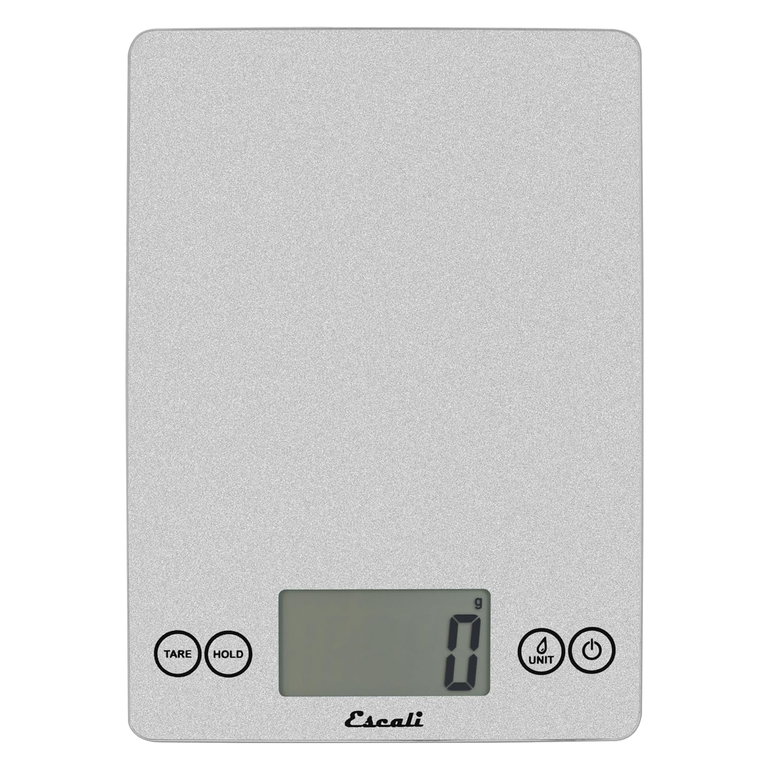 Arti Glass Food Scale Digital Countertop Kitchen, Baking and Cooking Scale with Nutrition and Calorie Counter, 15-Pound Capacity, 9" X 6.5" X .75", Shiny Silver