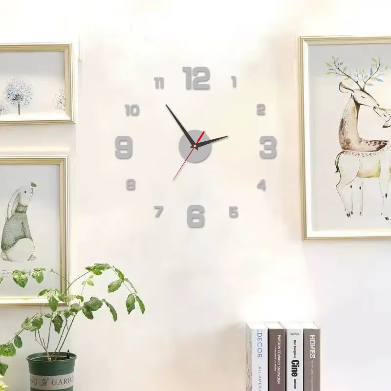 3D Creative Frameless DIY Wall Hanging Clock Wall Stickers Home Mute Digital Clock Living Room Office Wall Decoration