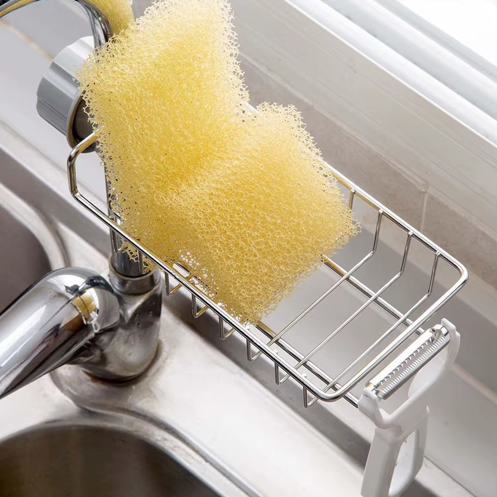 Home Kitchen & Bathroom Faucet Sink Sponge Hanging Tap Storage Holder Drain Rack