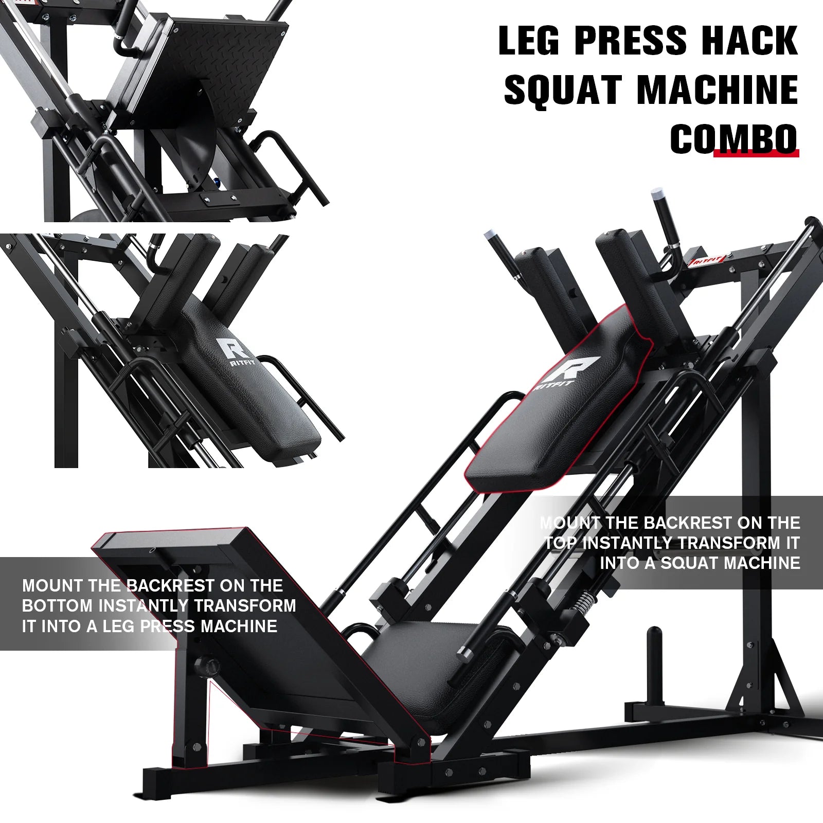 BLP01 45 Degree 3-In-1 Leg Press Hack Squat and Calf Raise Machine