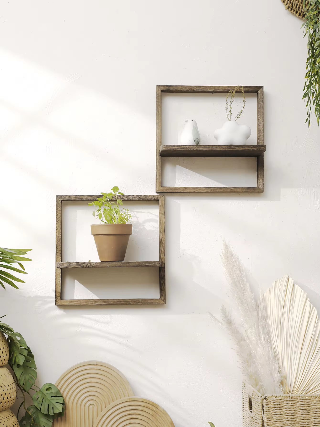 Wooden Display Shelf Floating Shelves Rustic Wood Shelves Wall Storage for Bedroom Kitchen over Toilet Small Wall Mounted Gifts